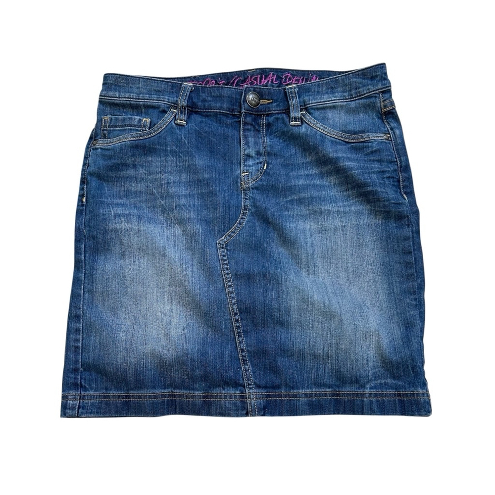 Esprit Denim Blue Casual Skirt Size 27 Straight Summer Spring Cotton-blend
